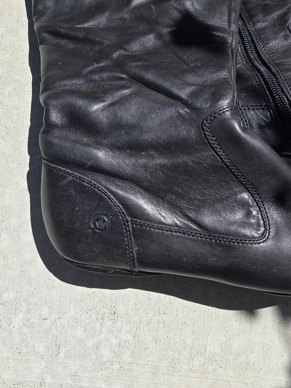 Børn Black Leather Slouchy Tall Knee-High Boots Size 8.5